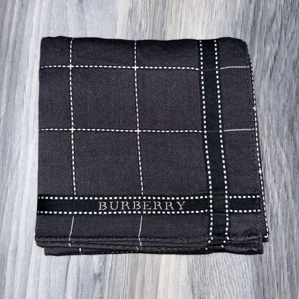 Burberry Black Checkered Handkerchief Scarf